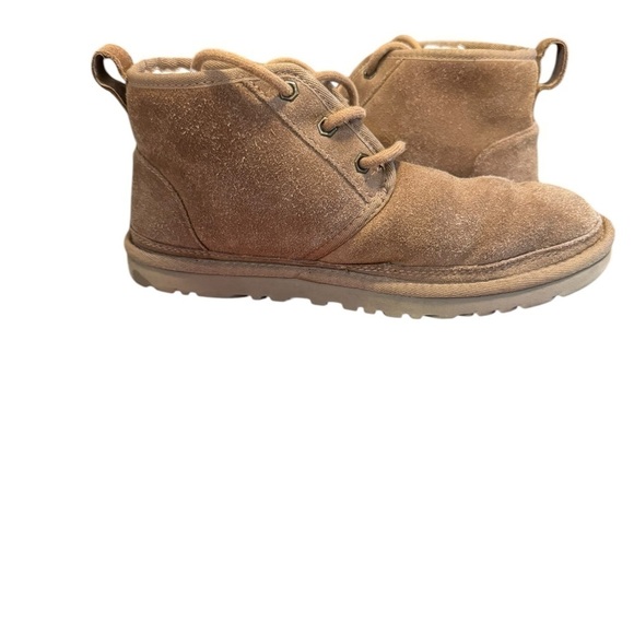 UGG Boots Womens 8 Brown Tan Neumel Chukka Chestnut Suede Ankle Bootie Shearling - Picture 3 of 10